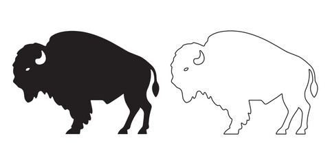 Refined vector bison design – clean silhouette art for wildlife themes and stock use – bison silhouette – bison vector – bison illustration – minimalist bison outline – bison icon

