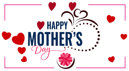 Happy Mothers Day, pink flower calligraphy poster. Vector chamomile blossom decoration for Mother's day or sale shopping special offer banner. Best Mom ever greeting card