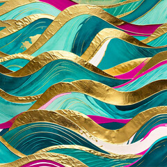 "Vibrant Abstract Painting with Fluid Rainbow Colors and Rich Textured Details – Modern Artistic Design"