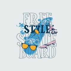 Free Style Skate Board vector illustration t shirt print vector illustration.eps
