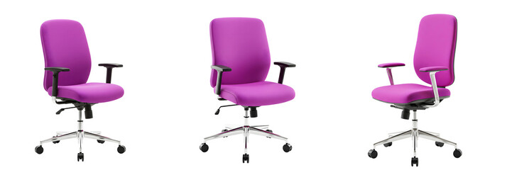 Obraz premium Pink Office Chair with Armrests and Wheels On Transparent Background