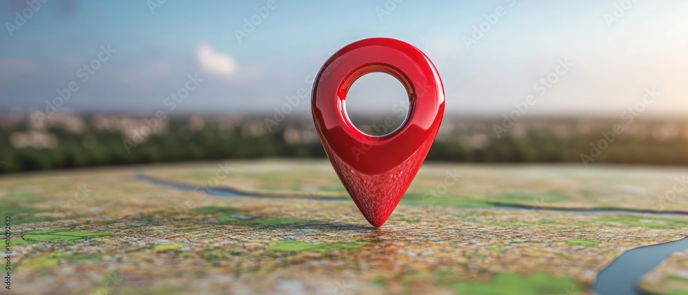 Aufkleber red location pointer on a detailed map