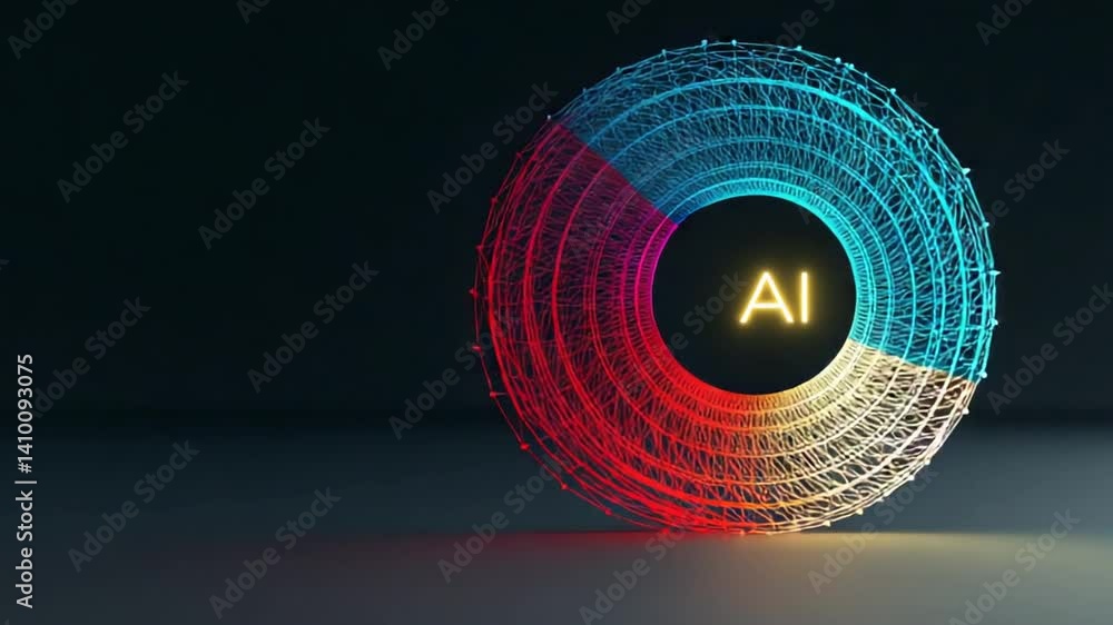 Poster ai graphic circle: a cutting-edge digital depiction of an ai interface, this image displays a dynami