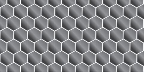 Seamless hexagon metal grid pattern with a geometric honeycomb design