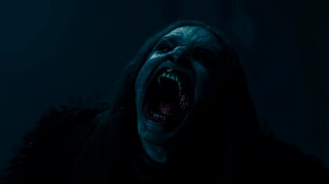 Creepy nightmare jumpscare with a ghostly screamer in eerie dark forest