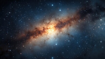 Obraz premium A stunning cosmic scene showcasing a galaxy filled with stars, cosmic dust, and vibrant colors, depicting the beauty of the universe.