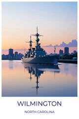 Fototapeta premium Wilmington North carolina United states Travel Poster Illustration Print Decor Gift Canvas Wall Art Gift