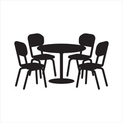 Fototapeta premium A table and chairs silhouette on white background 