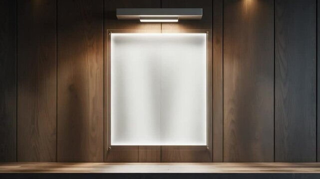 Blank rectangular sign mounted on a wooden wall perfect for graphic design projects, backgrounds, advertising mockups, and signage concepts.