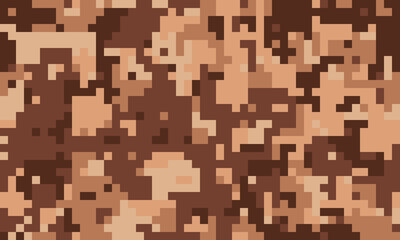 Abstract digital camouflage pattern in earthy brown tones.  Perfect for backgrounds, textures, or design projects needing a rugged, modern aesthetic.