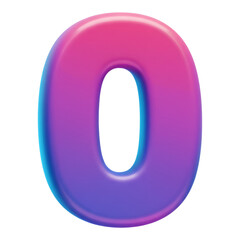 Pink 3D number zero with a glossy finish, appearing inflated or rubbery in texture.