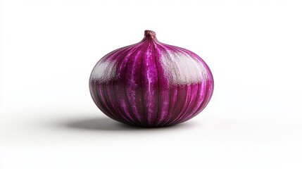 Fototapeta premium Fresh Purple Onion Isolated on White Background with Natural Shine