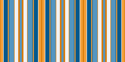 Vibrant vertical stripes in orange, blue, and white create a cheerful, modern pattern.  Perfect for backgrounds, textiles, or web design, this image evokes feelings of optimism and energy.