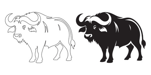 Majestic buffalo line art silhouette – perfect for nature, outdoor, and wildlife branding – buffalo silhouette – buffalo vector – buffalo illustration – minimalist buffalo outline – buffalo icon

