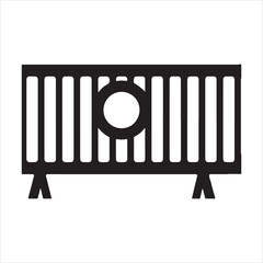 Road danger wooden barricade silhouette on white background
