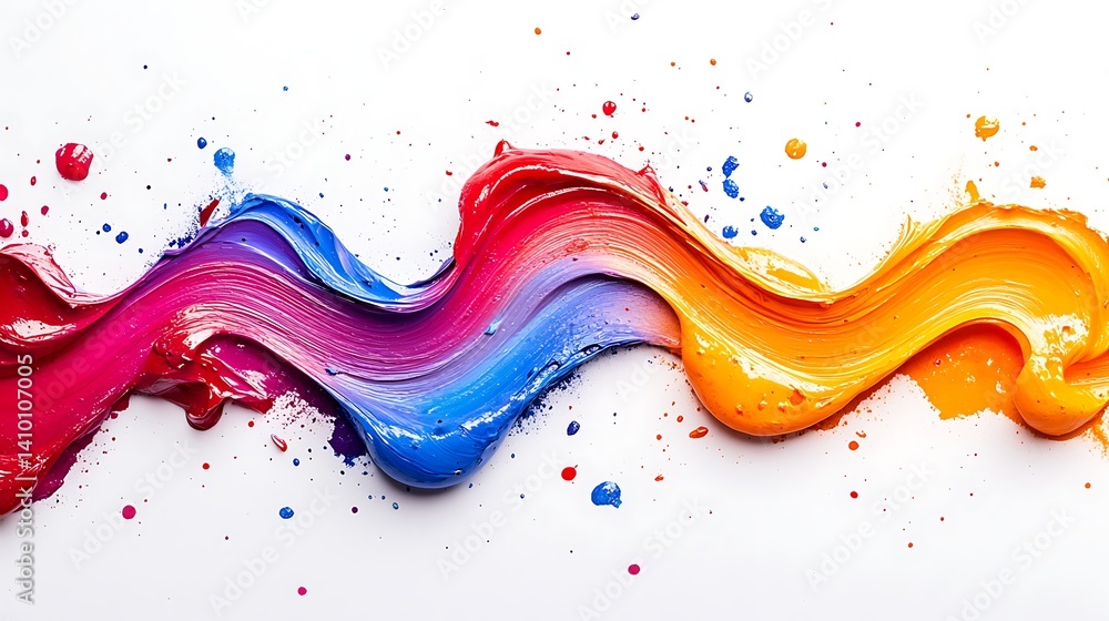 Poster chromatic swirl: an eye-catching vibrant abstract of paint splashes in a colorful wave formation, ar