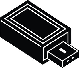 USB Port Silhouette Vector | Tech Connector Icon in Minimal Black Design