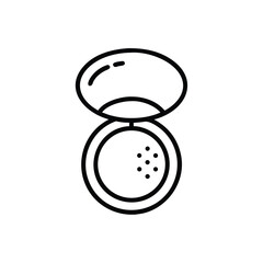 Open Powder Compact Icon Isolated On White Background Minimalist Line Art