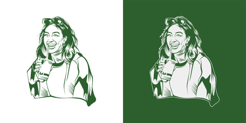 Drinking Coffee Illustration 01