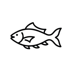 Outline Illustration Of A Fish On White Background For Culinary Arts Projects