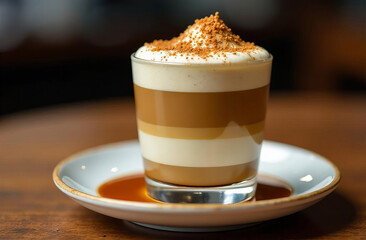 glass of cappuccino or layered coffee 
