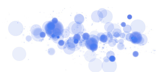 A mesmerizing blue bokeh effect featuring glowing orbs and soft sparkles on a transparent background.