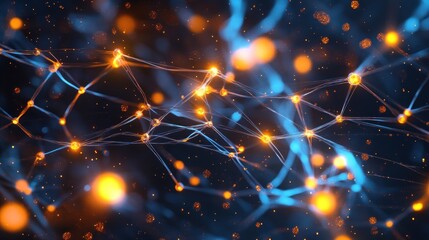 Obraz premium Abstract network of glowing nodes and connections