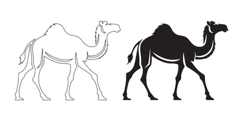 Camel vector illustration – simple and sleek silhouette design for adventure and travel content – camel silhouette – camel vector – camel illustration – minimalist camel outline – camel line art

