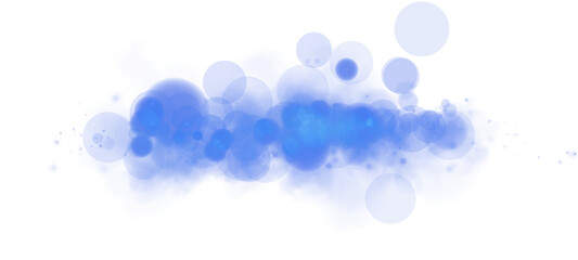 A stunning blue bokeh effect highlights glowing orbs and soft sparkles on a clear, transparent backdrop