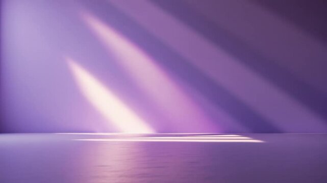 Vibrant lilac background with shadows for product display. Highlight your item with soft focus lighting. Cozy golden light backdrop. Studio arrangement for showcasing and ecommerce presentation.