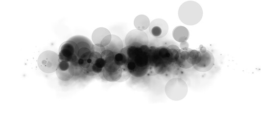 Stunning bokeh effect featuring glowing orbs and sparkles in black and white on a transparent background.