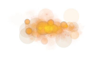 A beautiful bokeh effect featuring glowing orange orbs and soft sparkles on a transparent background.