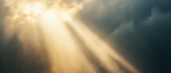 Fototapeta premium Heavenly Rays: Sunbeams Piercing Through Clouds