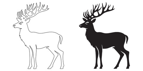 Refined deer silhouette vector – perfect for logos, posters, and creative projects focused on nature – deer silhouette – deer vector – deer illustration – minimalist deer outline – deer line art

