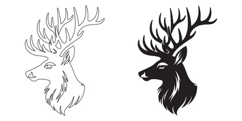 Creative deer silhouette – sharp vector lines perfect for rustic, nature, and wildlife-based designs – deer silhouette – deer vector – deer illustration – minimalist deer outline – deer line art

