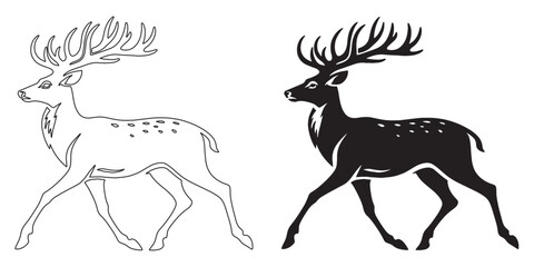Minimalist deer silhouette vector – clean and simple design perfect for logos and branding projects – deer silhouette – deer vector – deer illustration – minimalist deer outline – deer line art


