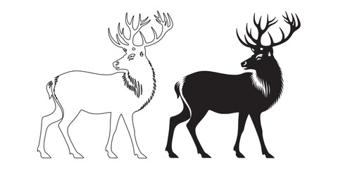 Beautiful deer silhouette – sleek vector design for wildlife and nature-themed creative content – deer silhouette – deer vector – deer illustration – minimalist deer outline – deer line art

