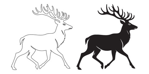 Simple deer silhouette vector – ideal for logos, posters, and digital content focused on nature – deer silhouette – deer vector – deer illustration – minimalist deer outline – deer line art

