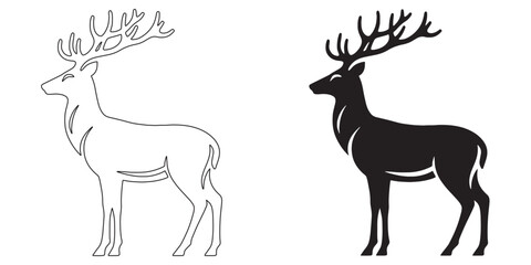 Artistic deer silhouette – perfect vector art for rustic, nature, and wildlife-themed branding – deer silhouette – deer vector – deer illustration – minimalist deer outline – deer icon

