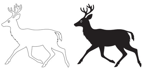 Deer vector silhouette – perfect design for logos and rustic, nature-themed projects – deer silhouette – deer vector – deer illustration – minimalist deer outline – deer icon

