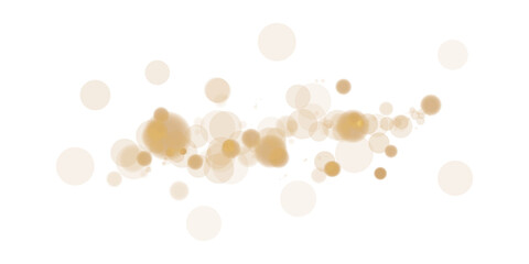 A warm beige and white bokeh effect featuring glowing orbs and soft sparkles on a transparent background.