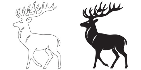 Graceful deer silhouette – clean vector illustration for nature and wildlife branding – deer silhouette – deer vector – deer illustration – minimalist deer outline – deer line art

