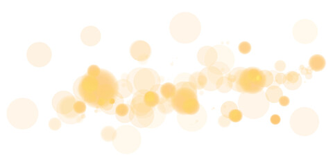A beautifully shimmering golden bokeh effect showcasing soft orbs and sparkles set against a transparent background