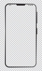 Realistic, high-quality smartphone layout with a transparent screen. Mobile phone template. EPS 10. Vector illustrations