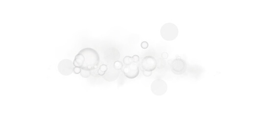 A serene white bokeh effect featuring luminous orbs and gentle sparkles on a transparent background.