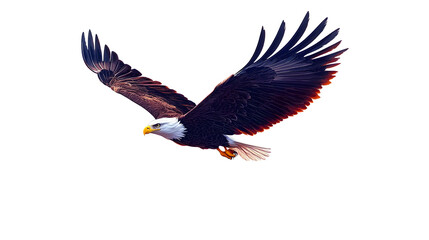 Fototapeta premium A bald eagle flying in sky in wild. Vector illustration art drawing.