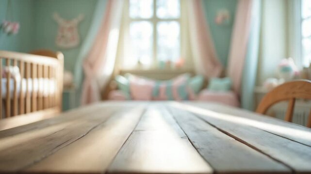 Vacant wooden tabletop in indoor setting