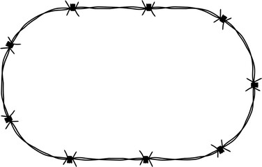 Barbed Wire Oval Frame Illustration