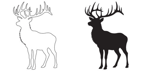 Bold elk silhouette – clean and sleek vector design for forest and adventure-themed branding – elk silhouette – elk vector – elk illustration – minimalist elk outline – elk line art

