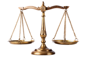 set of scales of justice cut out isolated on white background PNG , AI GENERATED